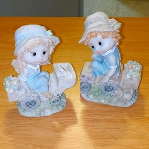 Boy girl farm statues decor